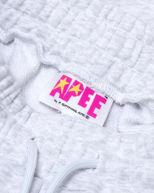 אפור A Bathing Ape 644LV960 נשים מכנסי טרקלין קצרים עם לוגו