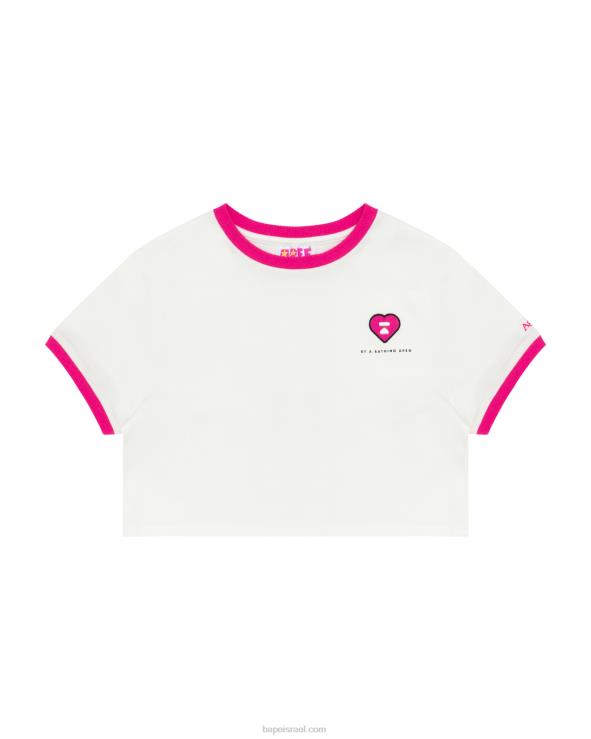 קיר לבן A Bathing Ape 644LV963 נשים טי קצוץ לב