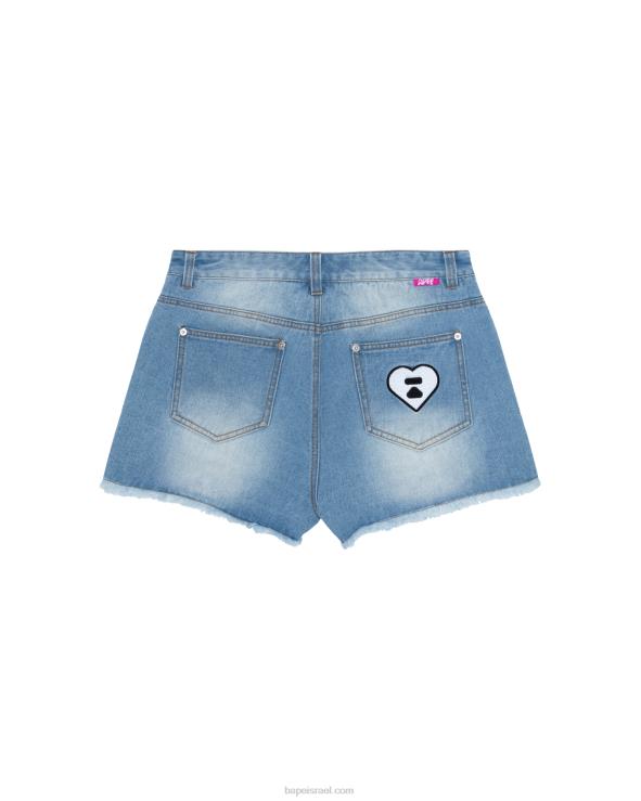 דֵנִים A Bathing Ape 644LV967 נשים מכנסי ג'ינס קצרים עם לוגו