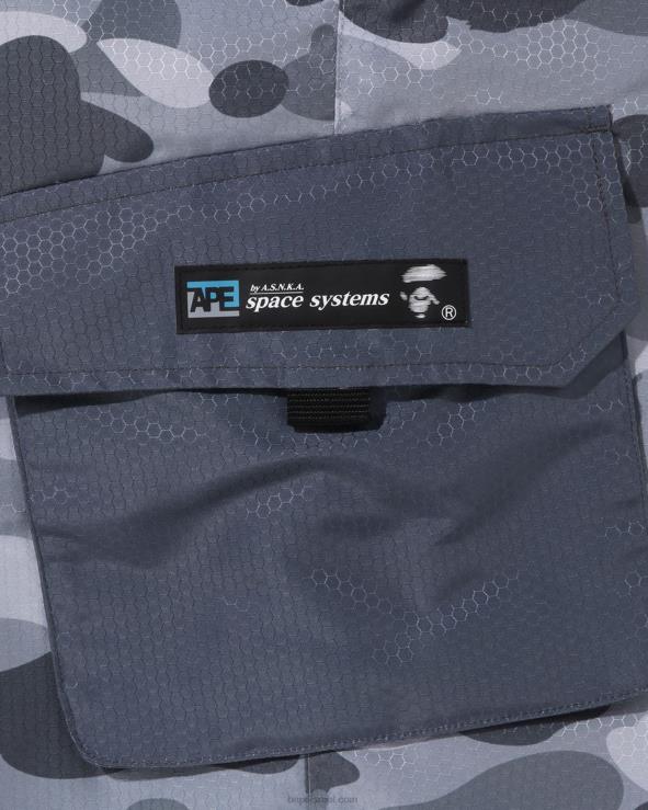 אפור A Bathing Ape 644LV97 גברים מכנסי מטען מסוג חלת דבש