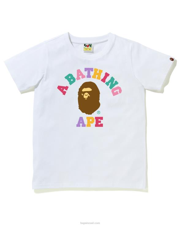 לבן A Bathing Ape 644LV984 נשים חולצת קולג' בצבעים