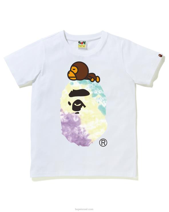 לבן A Bathing Ape 644LV994 נשים tie-dye milo על טי גדול