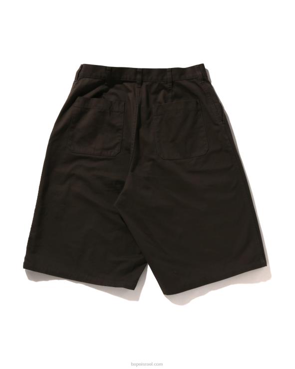 אפור כהה A Bathing Ape 644LV99 גברים מכנסי צ'ינו קצרים בגזרה רופפת נקודה אחת